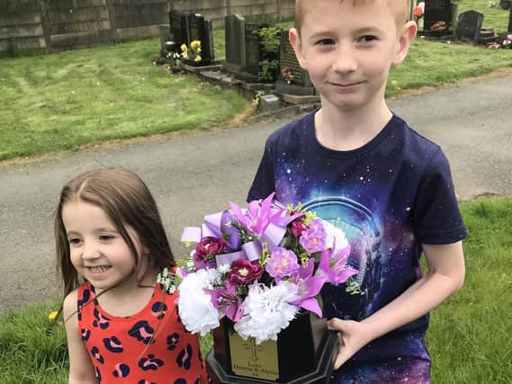 The personalised pot was chosen by Thomas 8 and Alexia 4 for their mum's best friend