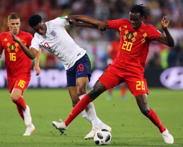 Marcus Rashford takes on Dedryk Boyata