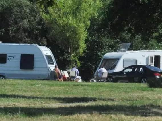 The travellers were evicted from a park in Ashton yesterday