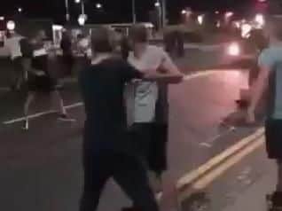 The fight broke out after England's match against Colombia