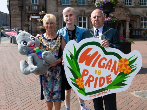 The unveiling of the Wigan Pride mascot Unity