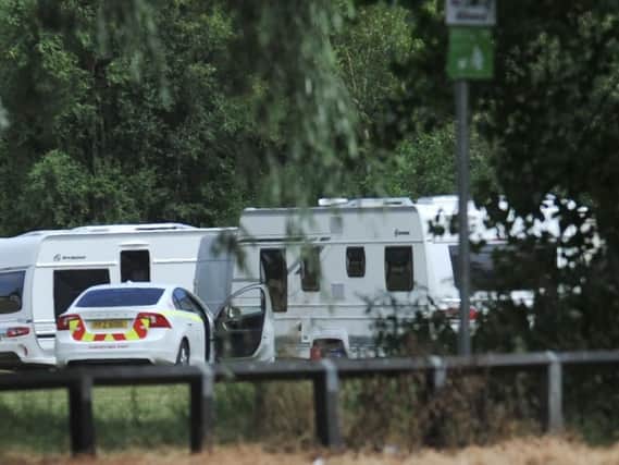 A group of travellers have set up on Bryn Recreation Ground off Bryn Road