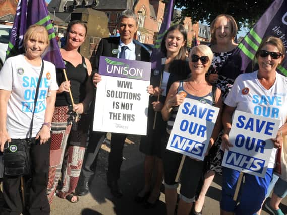 Unison general secretary Dave Prentis and MPs with strikers