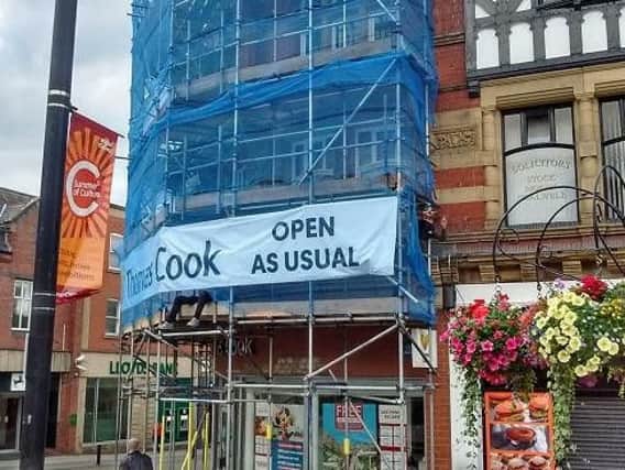 The scaffolding in Wigan town centre