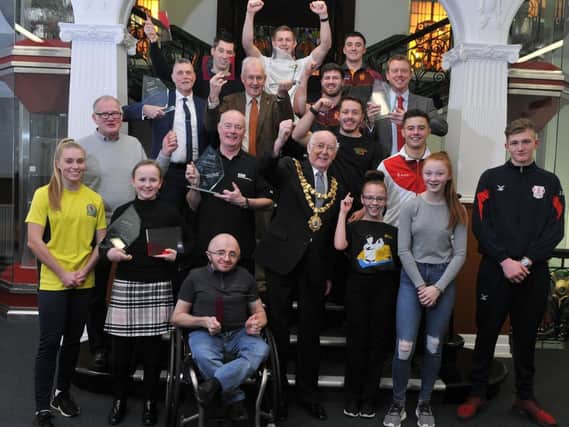 Winners of the 2017 Believe Sports Awards and talent funds with the mayor