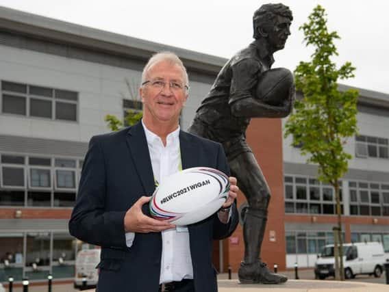 Coun David Molyneux launching the RL World Cup hosting bid