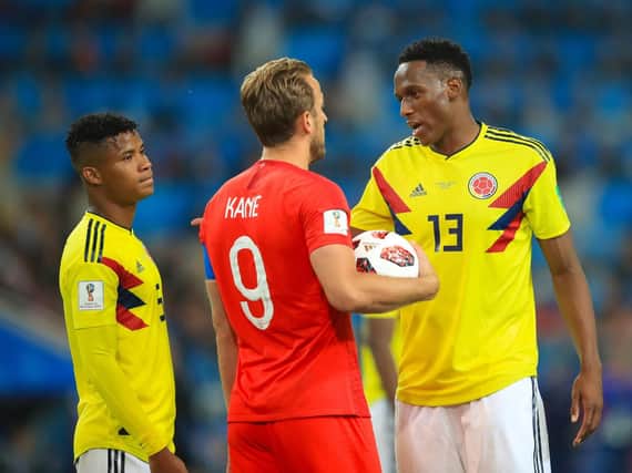Manchester United target Yerry Mina faced England at the World Cup