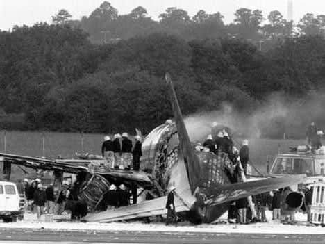 An image of the aftermath of the 1985 Manchester Airport disaster