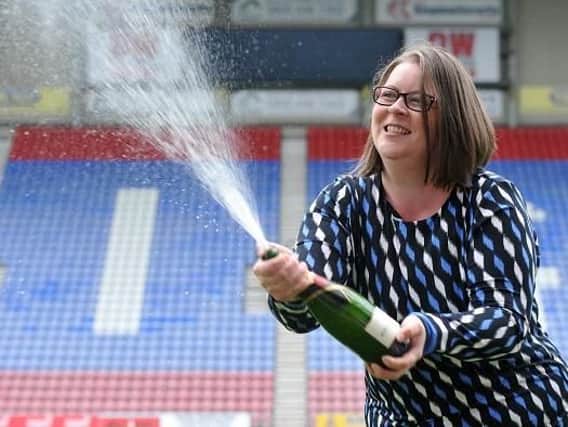 Ruth Breen celebrated her lottery win at the DW Stadium in 2014