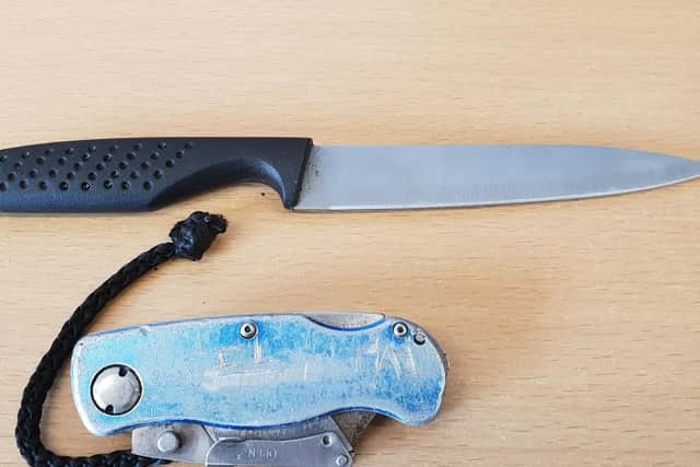 Police said the man was carrying two knives