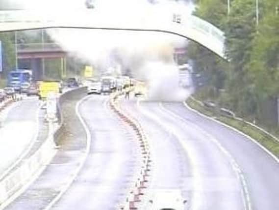 Traffic was temporarily stopped in the area