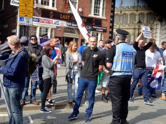 Daniel Lewis at an NF demo in Wigan. Picture from Hope Not Hate