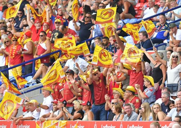 Catalans fans enjoy the semi-final at Bolton