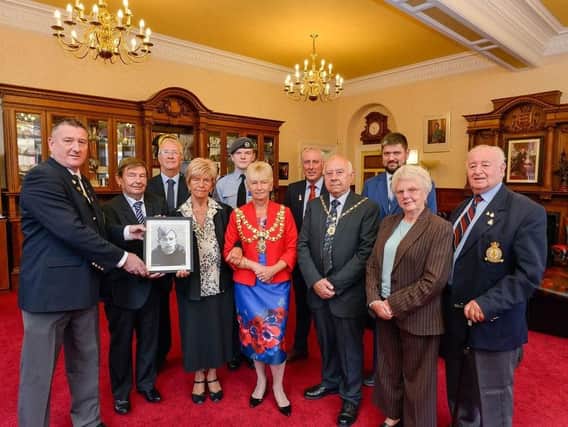 The Mayor and consort, Coun Sue and Allen Greensmith, Council Leader Coun David Molyneux, John Magee and other officials with  with Vladimir Ptacek and Jana Ehlova