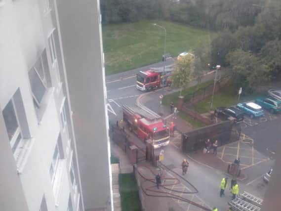 Fire engines arrive at the scene