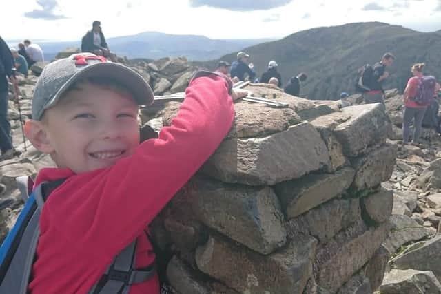 Elliot at the top of Scafell