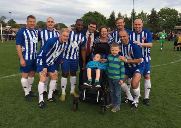 Some of the Latics Legends - with Joseph - before their clash against the Dutch Masters in 2017
