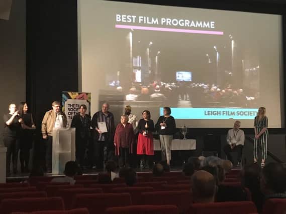 Leigh Film Society on stage at the Cinema For All awards ceremony