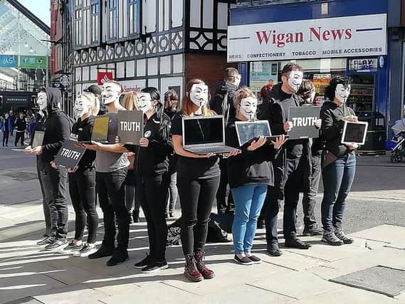 The Cube of Truth demo in Wigan