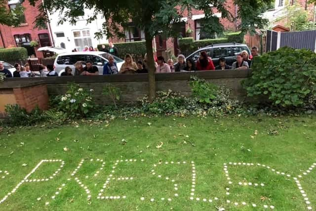 A tribute to Presley outside St Peter's Church in Hindley