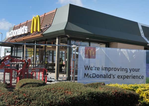 The exterior of McDonald's fast food restaurant, Marus Bridge Retail Park, which  is being refurbished