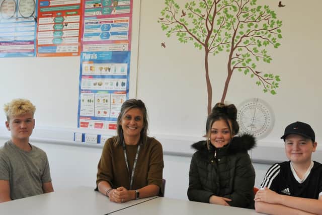 Lisa Blakeley, second from left, with students at Expanse Learning Wigan, independent school for pupils with special educational needs, Tyrer Avenue, Wigan.