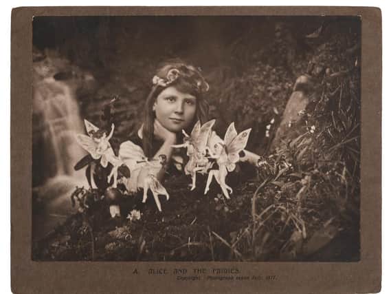 A sepia gelatin silver print of Frances Griffiths taken by Elsie Wright