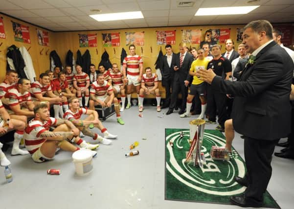 Wane addresses the players after the 2013 Grand Final win