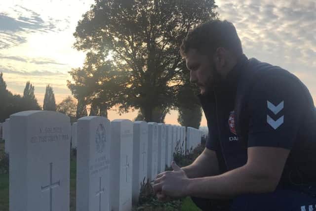 England captain Sean OLoughlin at the Tyne Cot Commonwealth War Graves Cemetery and Memorial to the Missing