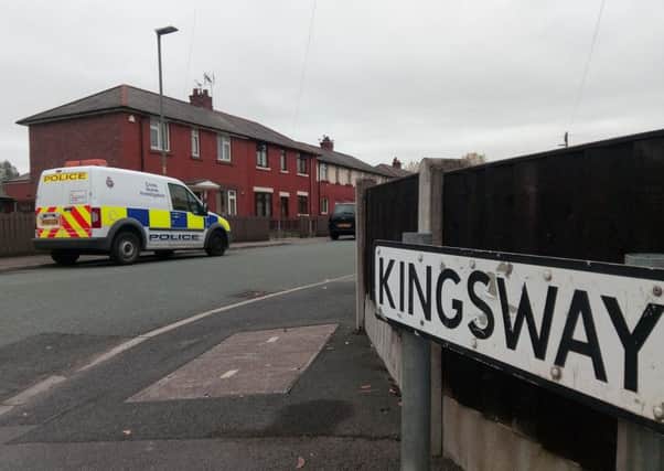 Police at the scene of an incident in Kingsway, Higher Ince