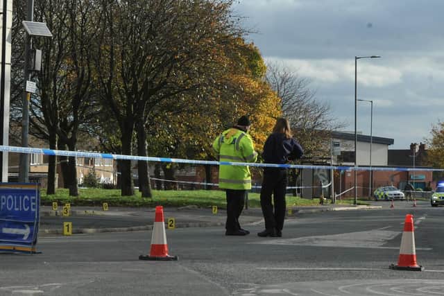 Police at the scene of Wigan Road