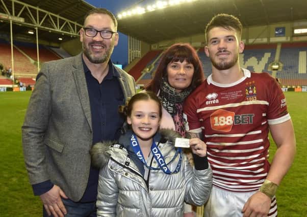 Oliver Gildart with his family after winning the 2017 World Club Challenge