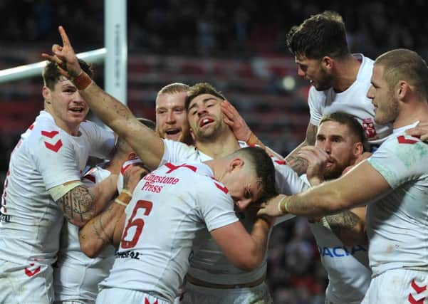 Tommy Makinson scored a hat-trick for England. Picture: SWPix
