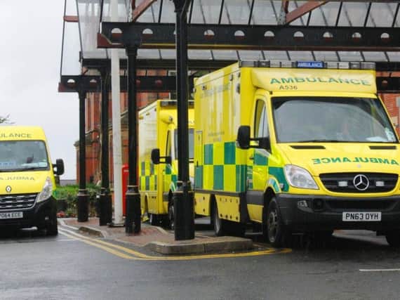 Ambulances at Wigan Infirmary A&E