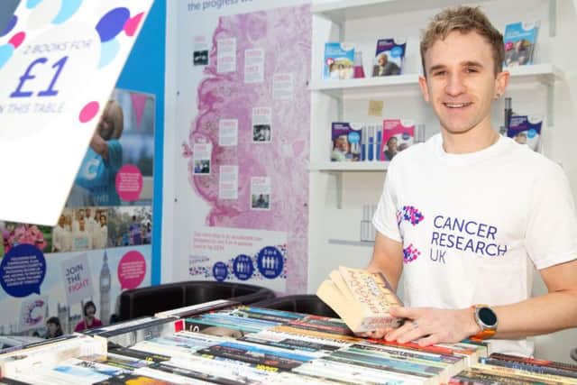Daniel Anders in the Cancer Research UK superstore that he helped to open