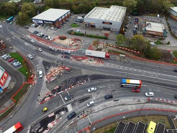 An aerial shot of the ongoing works at Saddle Junction