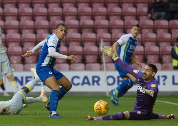 James Vaughan comes close to scoring against Derby