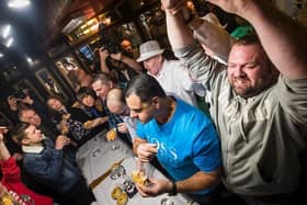 Action from last year's World Pie Eating Championships