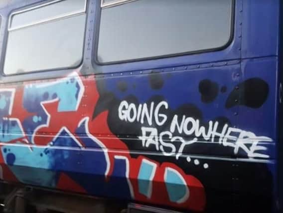 One of the vandalised carriages in Wigan