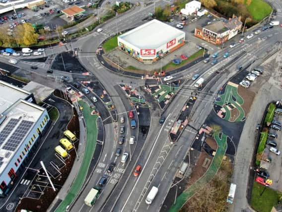 A bird's eye view of the Saddle Junction cycle lane works from Brian King's drone