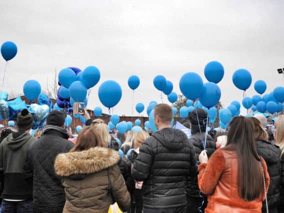 Hundreds gathered for a balloon release to honour Billy Livesley