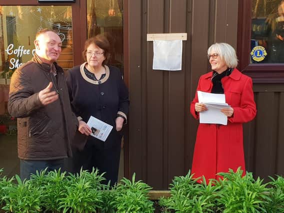 Rosie Cooper MP with AppleCast chief executive Neil Farnworth and trustee Christine Jones at the opening of the Ecocentre