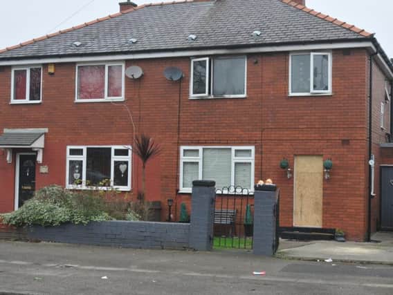 The scene of the fire at a semi-detached house on Montrose Avenue, Wigan