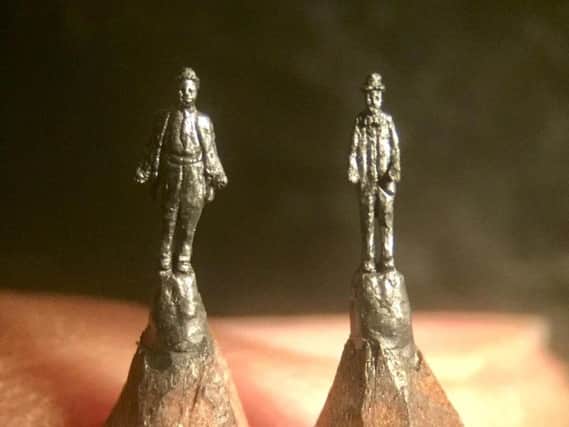 The tiny sculptures of Laurel and Hardy