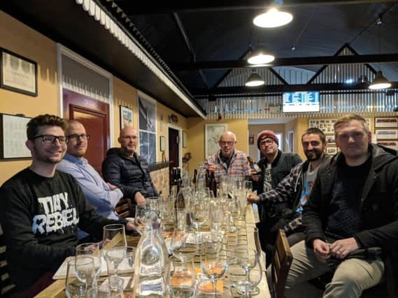 From left, Joe Carletti, Joel Prescott, Chris Gleeve, David Sinn, Stuart Eaton, Alistair Mackenzie and Stuart Marsden of the Home Brewers Club