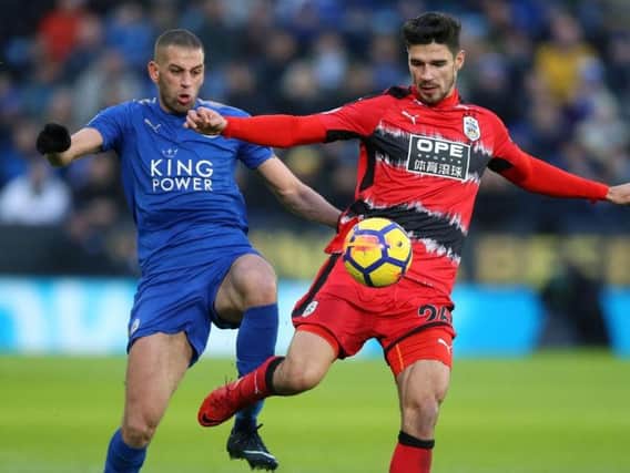 Islam Slimani in action for Leicester City