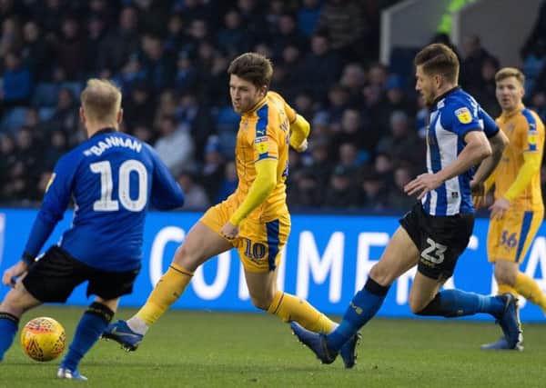 Josh Windass gets little joy out of the Sheffield Wednesday defence