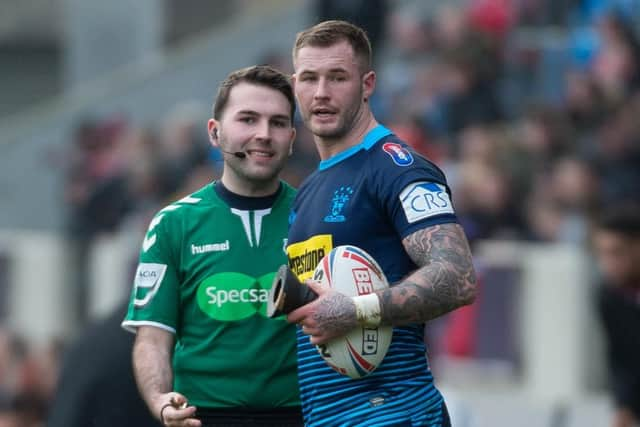 Zak Hardaker prepares to kick a goal - he hit four from five