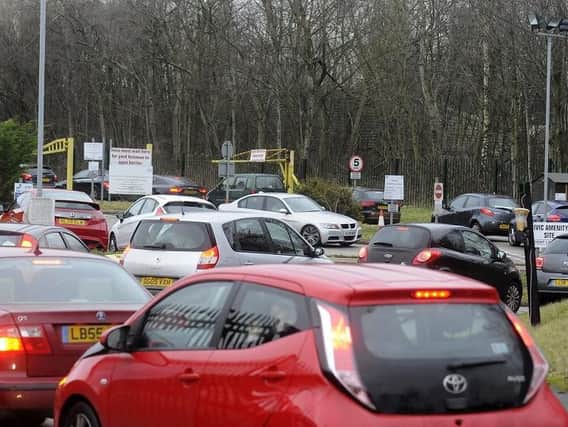 Cars queue to use the Kirkless recycling centre