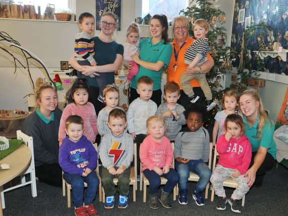 Kids and staff at Little Acorns Day Nursery, Dicconson Terrace, Wigan.